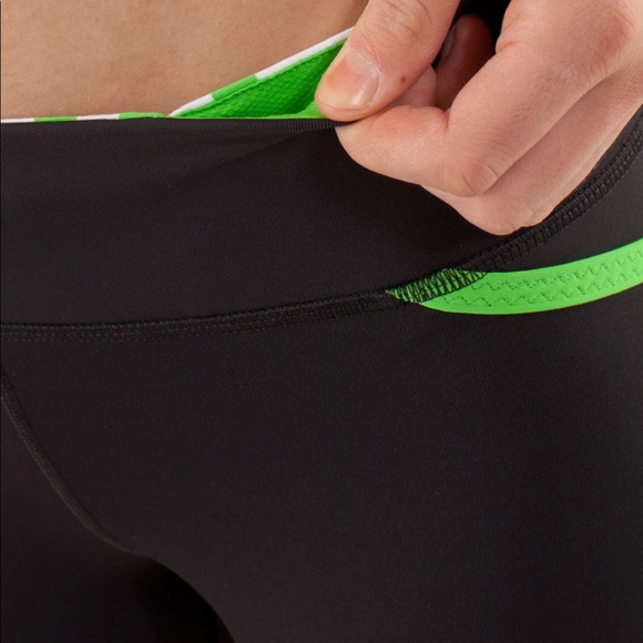 NWT Lululemon Run: Pace Crop 17” Black/Ocean Stripe Frond/Frond Vintage & Rare - Picture 13 of 16